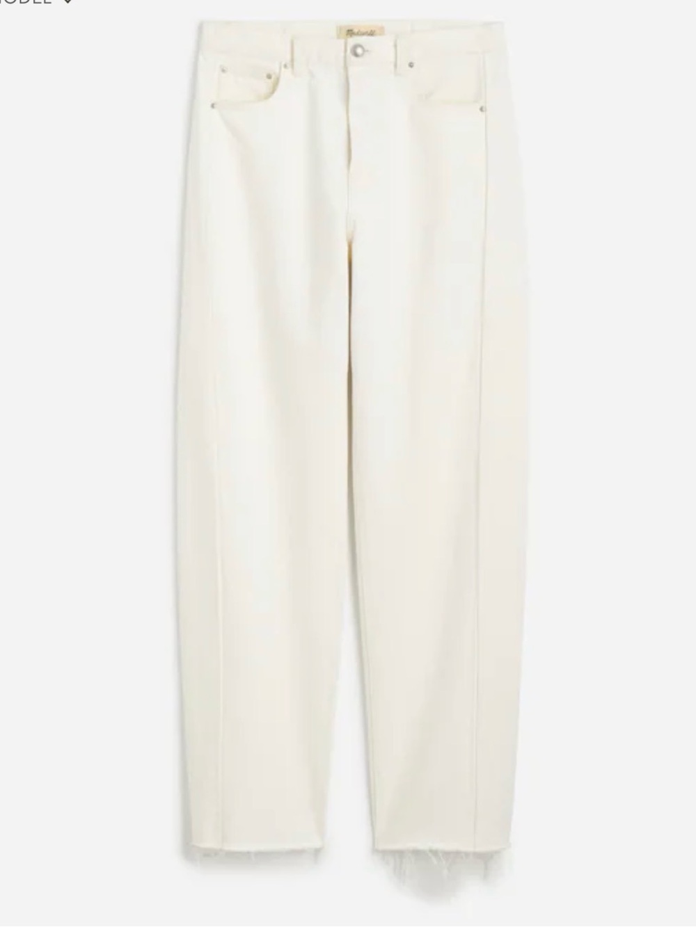 NWT Madewell Sz 30 White Pieced Barrel-Leg Jeans Super Cute Summer Jean